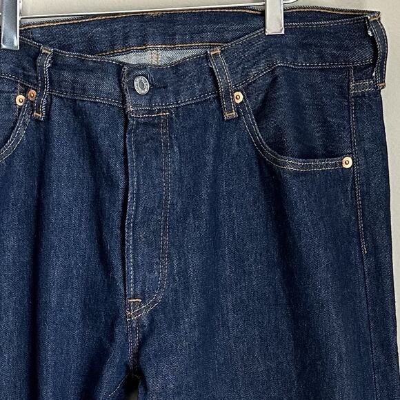 Levi's 501 Original Straight Fit Jeans Button Fly Dark Wash Size 36x30 - Picture 2 of 7